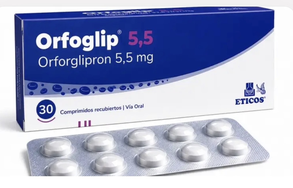 Caixa e blíster de Orfoglip® 5,5 mg